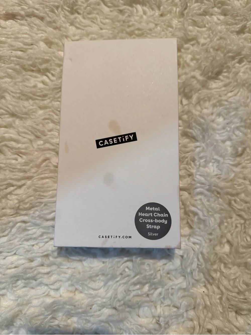 Casetify metal heart chain, Crossbody strap, silver
